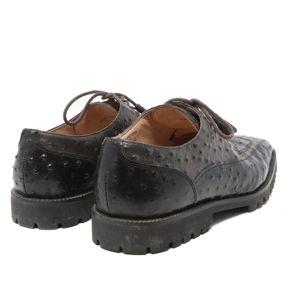 Gorgio Bruntini Ostrich Embossed Leather Oxford Shoes Dress Loafers Grey Black - Picture 6 of 10